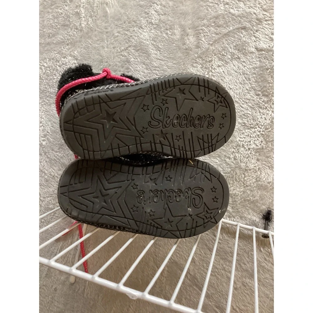 Skechers Kids Black Sparkle Heart‎ Winter Boots Toddler Size 5